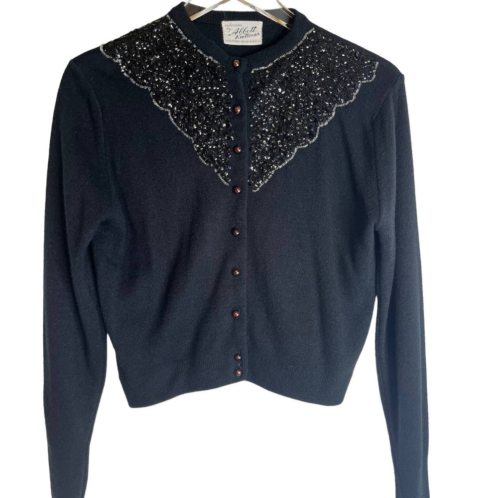 Abbott Knitwear Vintage 1950's Sequined Beaded Sweater